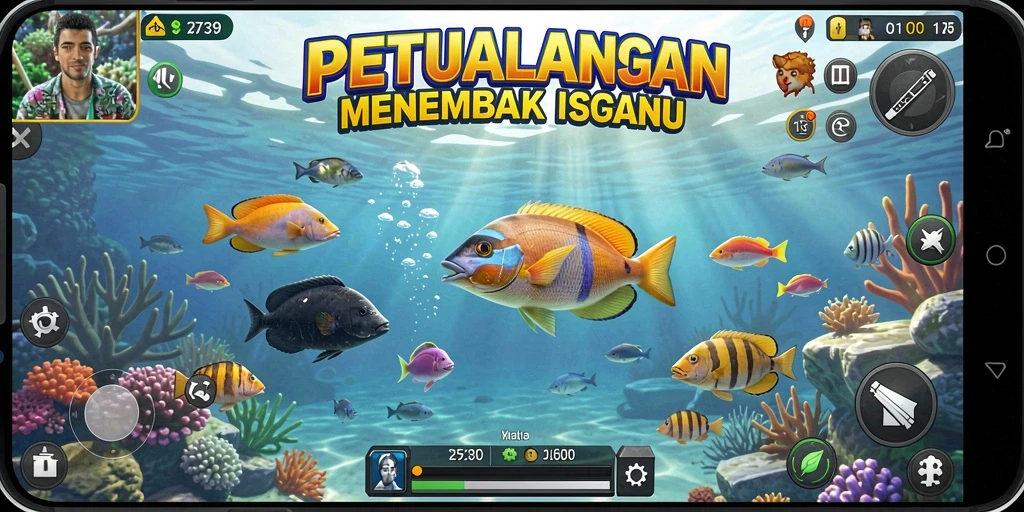 Tampilan gameplay seru dalam 2739 saat berburu ikan.
