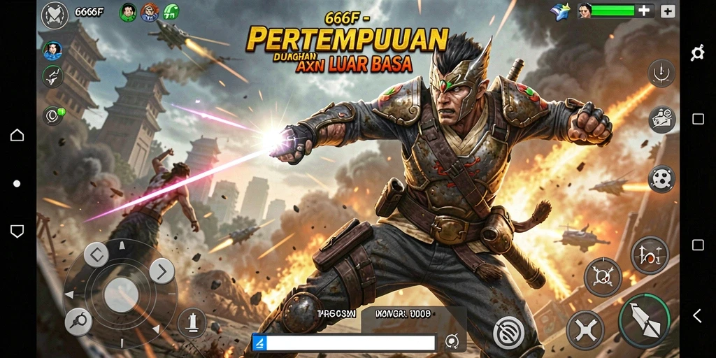 Tampilan gameplay seru dari 666F dengan aksi tembak menembak yang intens.