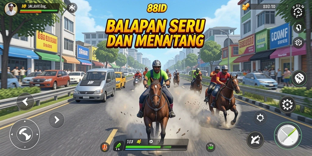 Screenshot 88ID menunjukkan aksi balapan yang intens dan menegangkan.
