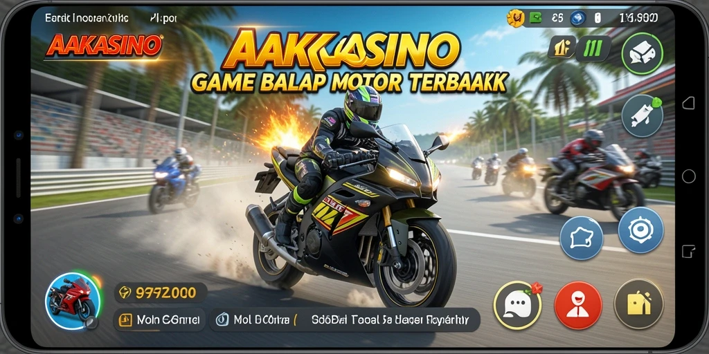 Gameplay AAKASINO yang menampilkan balapan mendebarkan dengan motor cepat.