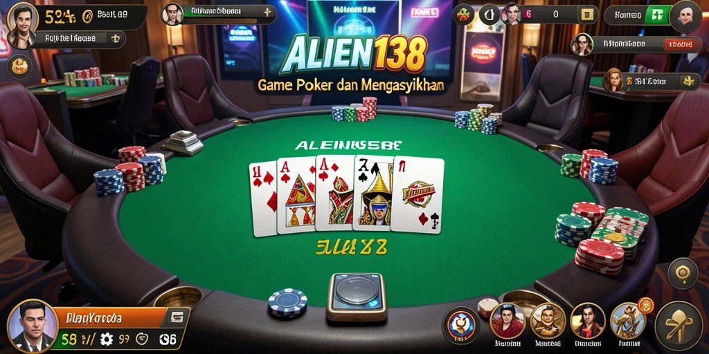 Tampilan gameplay poker yang mendebarkan dan interaktif di ALIEN138.