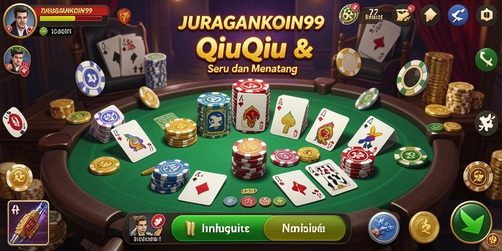 Screenshot permainan JURAGANKOIN99 yang menunjukkan aksi QiuQiu yang mendebarkan.
