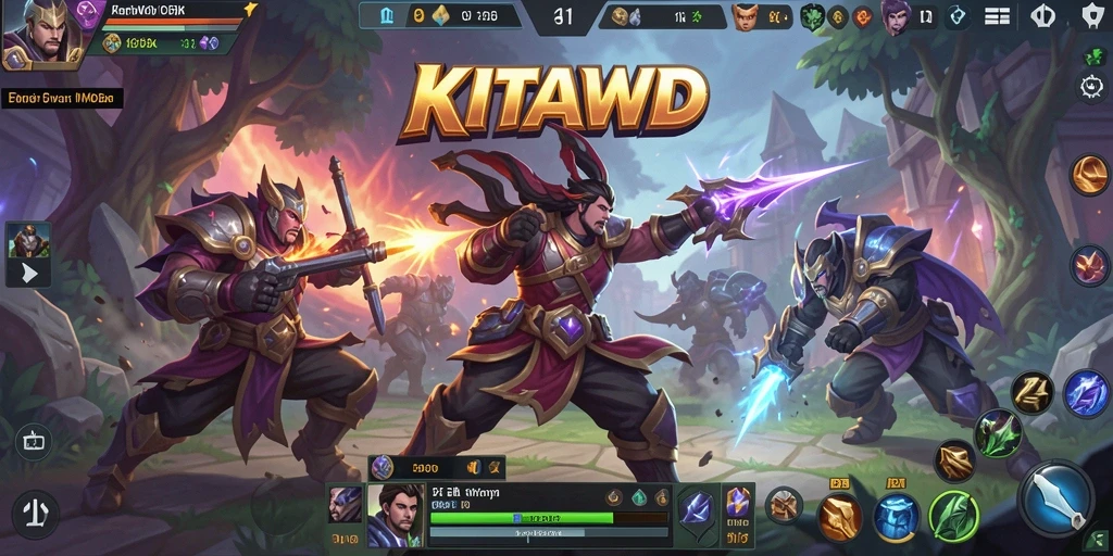 Screenshot KITAWD menunjukkan pertarungan seru di arena MOBA.