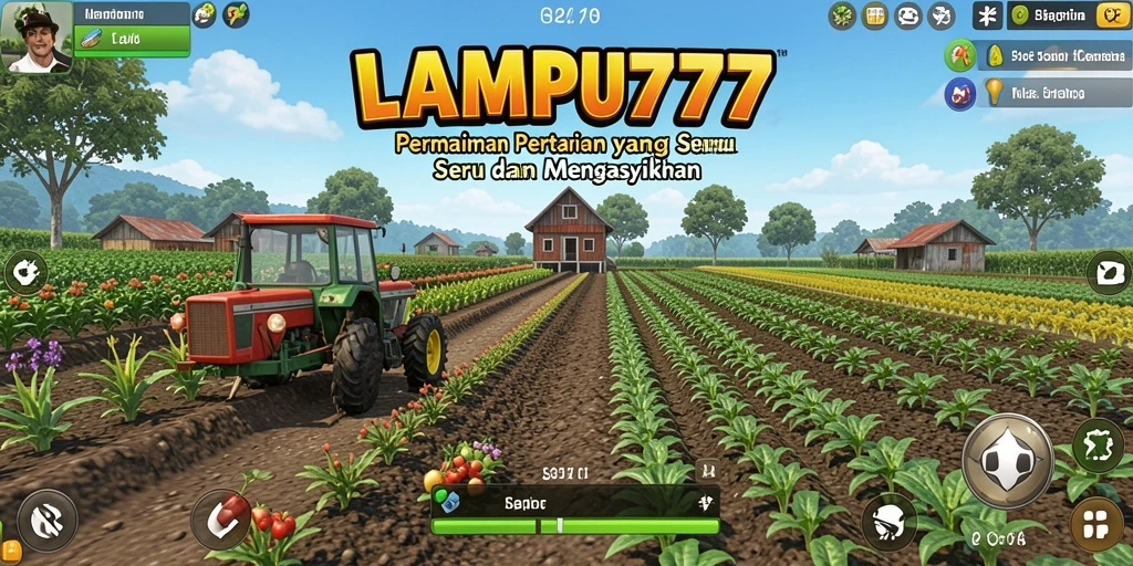 Tampilan gameplay seru di LAMPU777 dengan aktivitas pertanian.