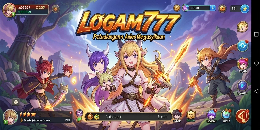 Tampilan gameplay LOGAM777 yang menampilkan karakter anime aksi.