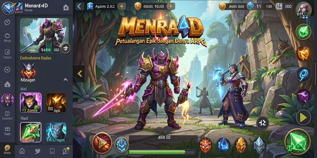 Screenshot MENARA4D menampilkan aksi seru dalam dunia ARPG.