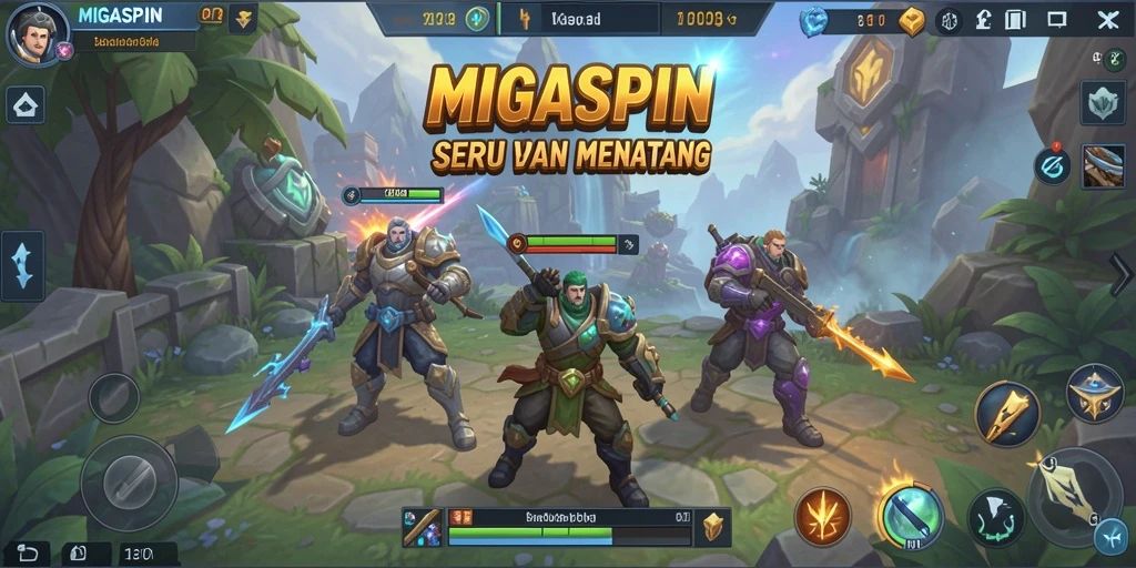 Screenshot <strong>MIGASPIN</strong> menunjukkan aksi seru gameplay MOBA.