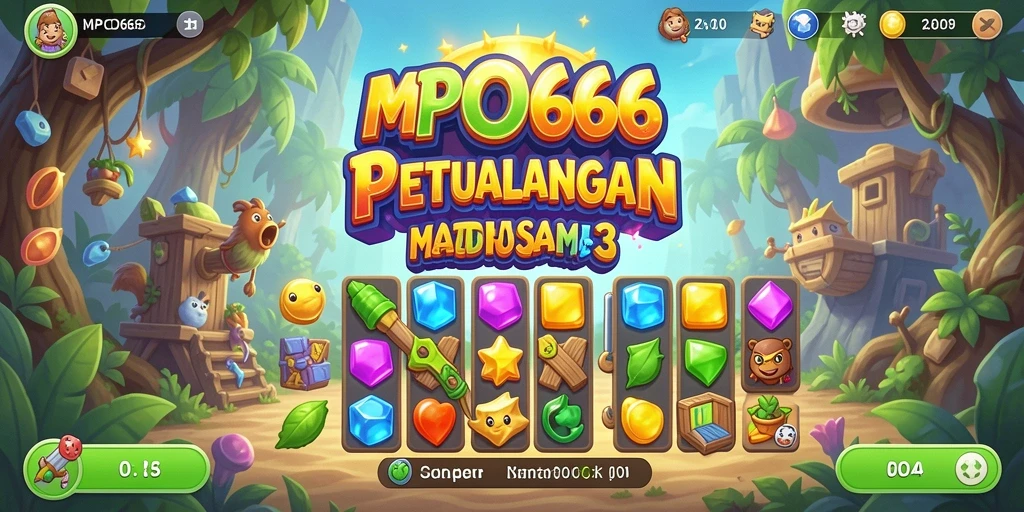 Tampilan gameplay seru MPO666 dengan tantangan Match-3 yang menarik.