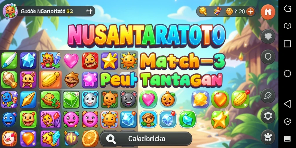 Gameplay seru NUSANTARATOTO dengan elemen Match-3 yang menantang.