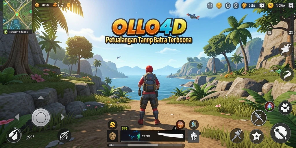 Screenshot gameplay OLLO4D menampilkan eksplorasi luas di dunia terbuka.