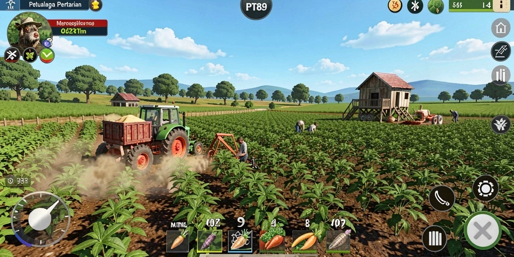 Tampilan gameplay PT89 yang menarik saat bertani.