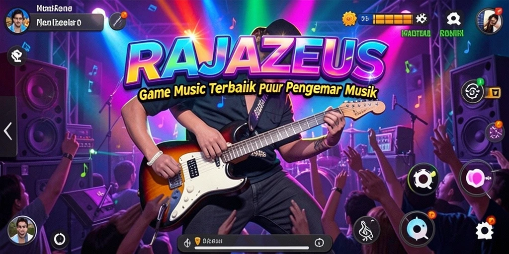 Tampilan gameplay seru RAJAZEUS dengan berbagai pilihan lagu.