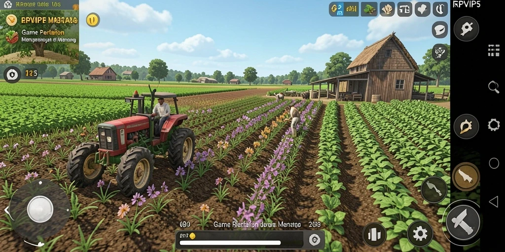 Screenshot menggambarkan gameplay menarik RPVIP5 dengan elemen pertanian.