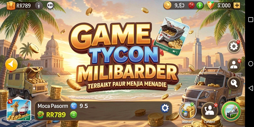 Tampilan gameplay menakjubkan dari RR789 yang menunjukkan manajemen bisnis Tycoon.