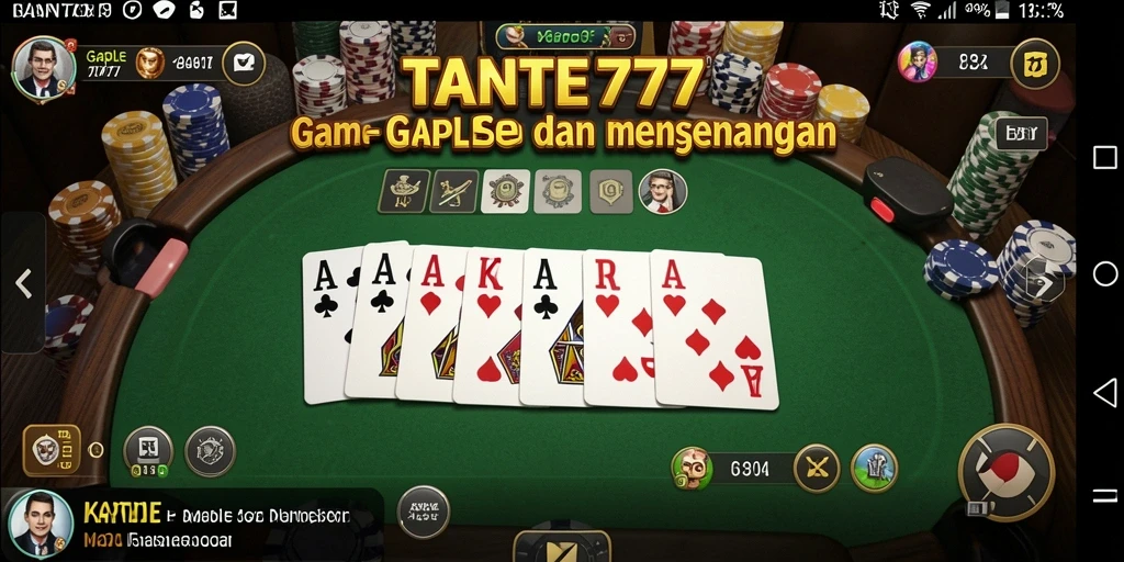 Tampilan gameplay seru TANTE777 dengan suasana Gaple yang nyata.